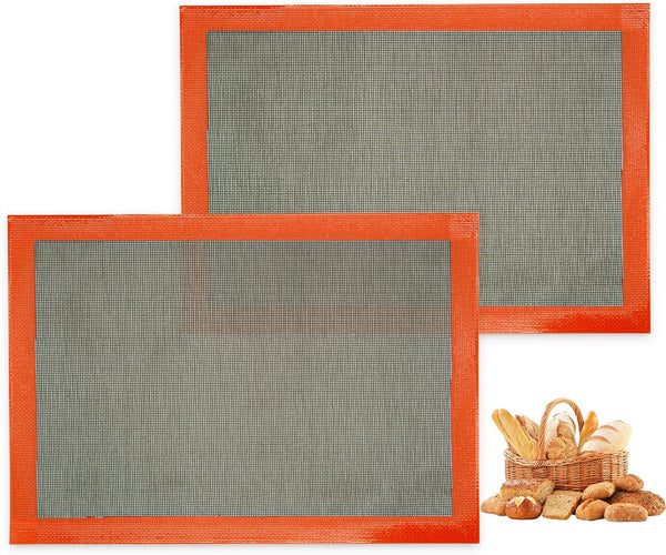 Perforated Baking Mats, 2 PCS Non-Stick Reusable Eclair Silicone Mat for Half Sheet, 11 5/8" x 16 1/2"