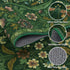 57 Dark Green Washable Floral Area Rug,Vintage Boho Soft Low-Pile Living Room Rugs, Stain Resistant Botanical Non-Slip