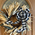 Buffalo Plaid Christmas Wreath Bow - Pre-Tied 10" Wide, 18" Long, Black and White Checkers, Fall Door Decoration
