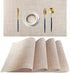 PIGCHCY Set of 4 Beige Placemats, Vinyl PVC Durable Place Mats for Dining Table, Heat Resistant Non-Slip Woven Mats