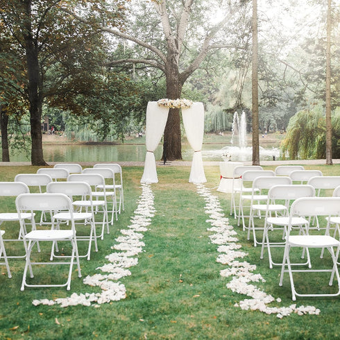Set 2, Commercial 350 lb (2, VINGLI White Plastic Folding Chairs, of Heavy-Duty Seats with Steel Frame, Capacity