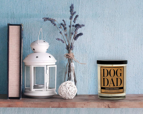 Dog Dad Kraft Label Scented Soy Candle, 10 Oz Glass Jar, Orange, Mango, Goji Berry, Made in USA