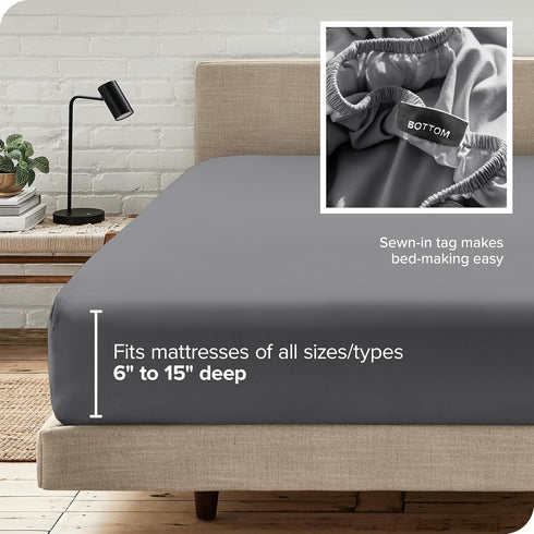 1800 Bare Home Fitted Bottom Sheet King Size - Premium Microfiber - Ultra-Soft Hotel Luxury - Deep Pocket - Durable