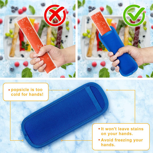 6 Pack Frozen Reusable Popsicles Bags Ice Pop Stick Sleeves for Kids, Popsicles Molds for Reusable Yogurt Tubes