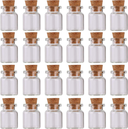 24pcs Mini Glass Bottles with Cork Stoppers, 5ml DIY Art Crafts Storage Container for Wedding Decoration and Party