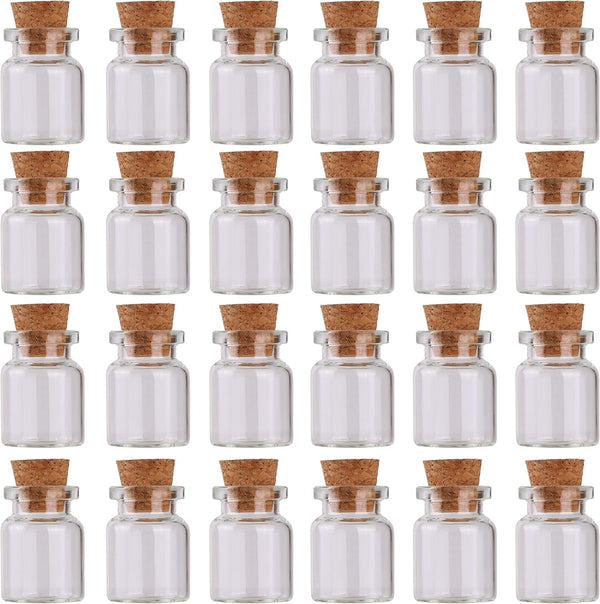 24pcs Mini Glass Bottles with Cork Stoppers, 5ml DIY Art Crafts Storage Container for Wedding Decoration and Party
