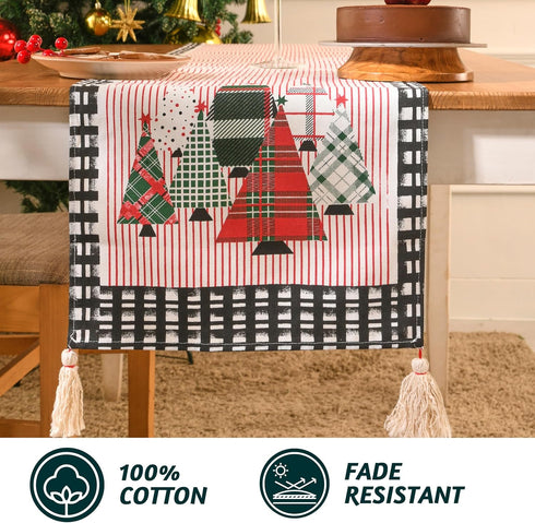 90 Inches 100% Folkulture Christmas Table Runner Long Cotton Red Buffalo Plaid Table Runner for Dining Table, Coffee