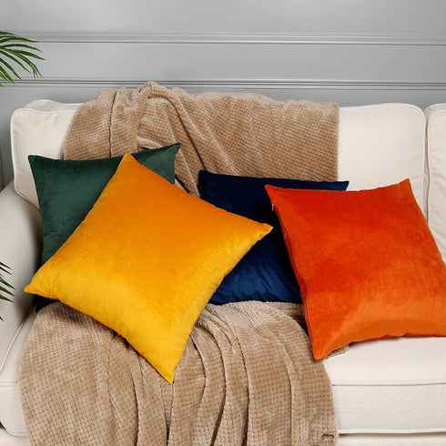MZPSO Pack of 2 Velvet Super Soft Solid Decorative Square Throw Pillow Covers, 18 x 18 Inch for Sofa Bedroom