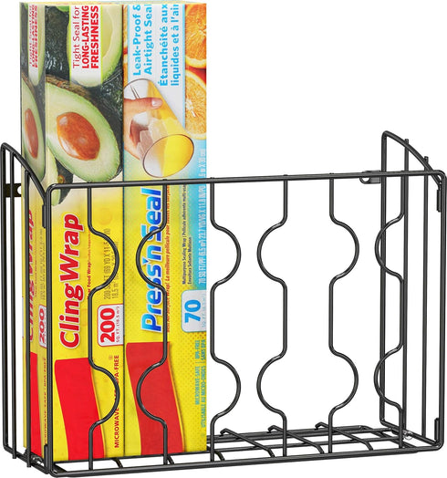 Simple Houseware Wall Door Mount Kitchen Wrap Organizer Rack in Black