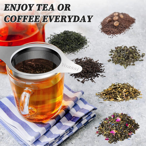 Extra Fine 18/8 Stainless Steel Tea Infuser Mesh Strainer with Double Handles for Steeping Loose Leaf Tea