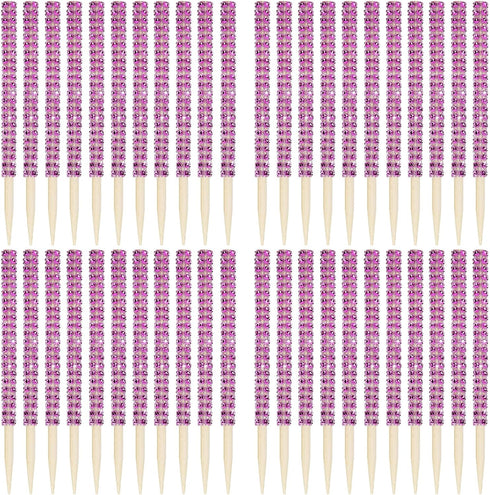 36 Pcs Bling Candy Apple Sticks, BetterJonny 5.9 inch Bamboo Rhinestone Sticks
