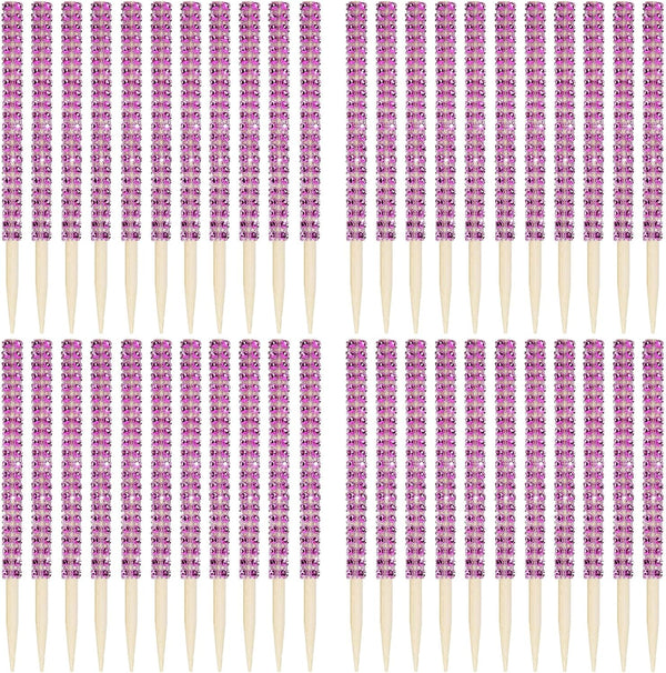 36 Pcs Bling Candy Apple Sticks, BetterJonny 5.9 inch Bamboo Rhinestone Sticks