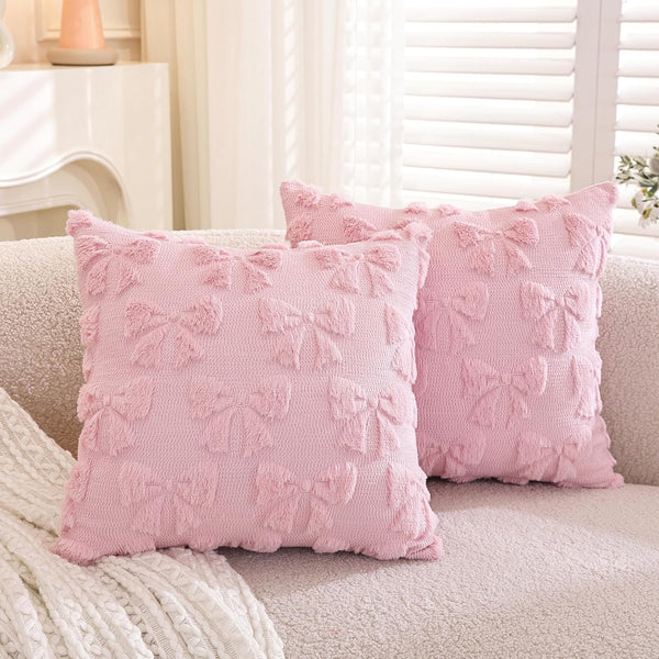 TAOSON Pack of 2,Valentines Day Decoration Pink Cute Bow Soft Plush Faux Fur