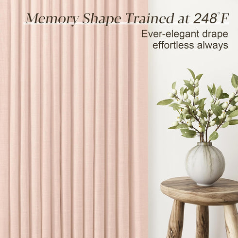 Pinch 84 Inch 2 Light Pink Linen Curtains Pleated Length Panels for Nursery Baby Girls Bedroom Semi Sheer Light