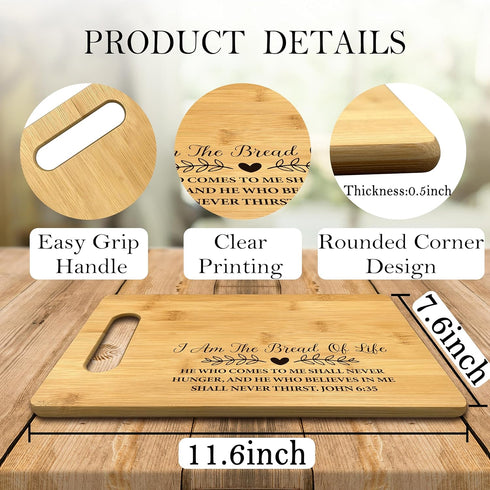 I Am the Bread of Life Christian Gifts for Women, Bamboo Cutting Board Decor, Christian Scripture Kitchen Gifts