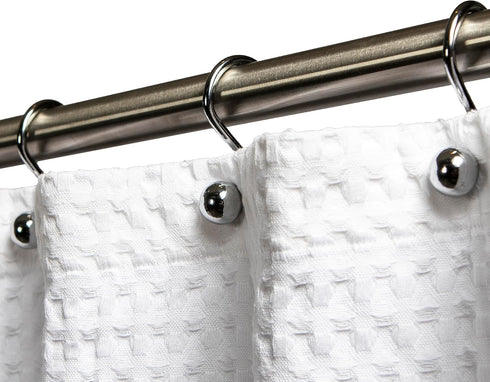 Luxury S Shower Curtain Hooks, 12-Pack, Hotel Quality Silver Chrome Finish, Non-Slip Ball End