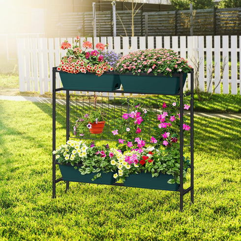 32" OYEAL Raised Garden Bed with Legs & & Trellis Tall Vertical Herb Garden Planter Indoor Outdoor Elevated Flower Beds