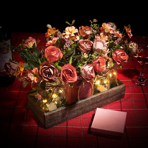 DUOER 3 Pcs Mason Jar Centerpiece Table Decorations for Dining Table Decor Farmhouse Coffee Table Decor with Wood Tray