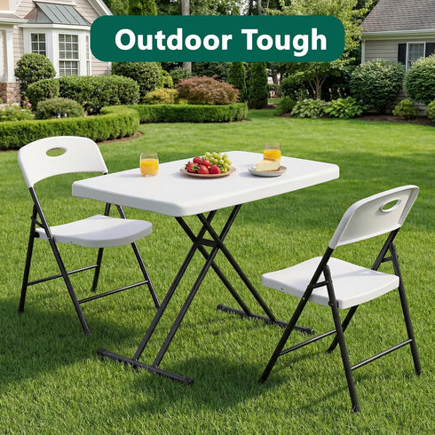 30in Folding Table, Portable Picnic Table with Adjustable Height, Foldable TV Tray Table & Laptop Desk for Small