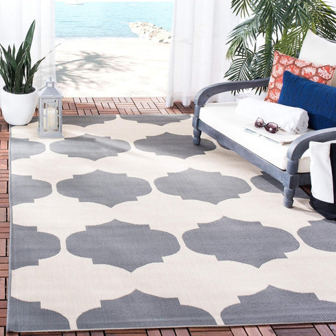 SAFAVIEH Courtyard Collection Accent Rug - 2' x 3'7", Beige & Navy, Non-Shedding & Easy Care, Indoor/Outdoor & Washable-Ideal for Patio, Backyard, Mudroom (CY6162-258) by Safavieh