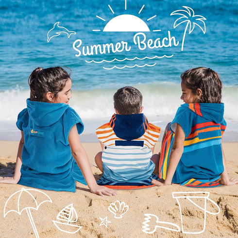 SUN CUBE Kids Changing Robe Surf Poncho, Kids Beach Towels for Teens, Microfiber Hooded Wearable Swim Towel Boys Girls