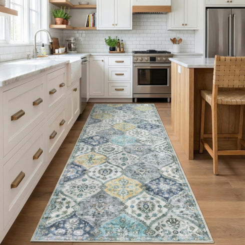 Garvee Washable Runner Rug 2x8 Hallway Runner Rug Retro Trellis Soft Entryway