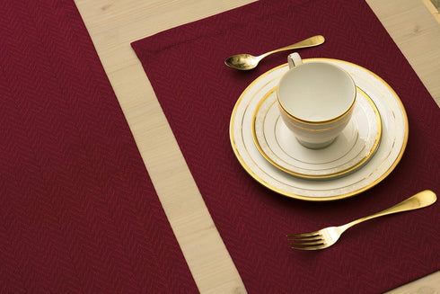 Red Placemats Set of 4, Double Layered Burgundy Place mats for Dining Table, Cranberry Waterproof Table Mats for