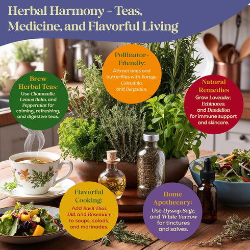 35 Pack 16,285+ Packets Seedphony Medicinal & Tea Herb Seeds Variety - Non-GMO Heirloom Herbs Seeds for Planting Indoor