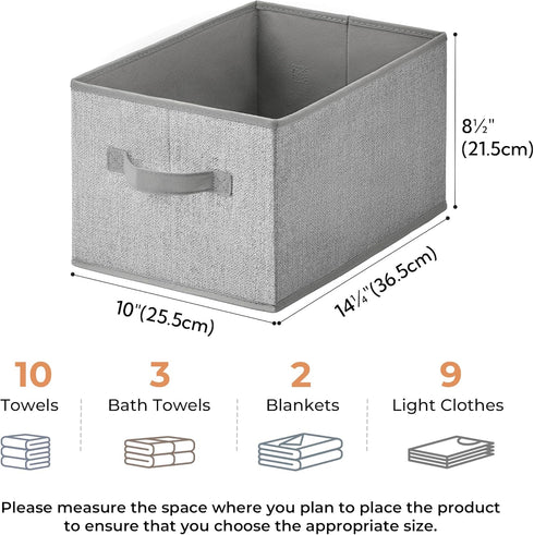 GRANNY SAYS Storage Baskets for Shelves, Fabric Storage Bins, Collapsible Boxes, Gray, Large, 3-Pack