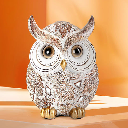 Smadeer Owl Statue and Figurine for Home Decor Accents Adorable Owl for Shelf Bookshelf Bedroom Living Room Office