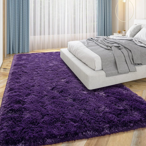 4x6 Przemy Dark Purple Area Rug for Bedroom, Feet Fluffy Shaggy Rugs for Living Room, Super Soft Fuzzy Carpet Rug