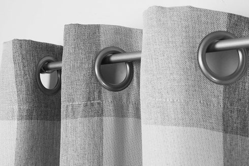 Blackout 365 Langston Buffalo Checkered Blackout Curtain Set, 37" W x 84" L, Burgundy Red, Pole Top