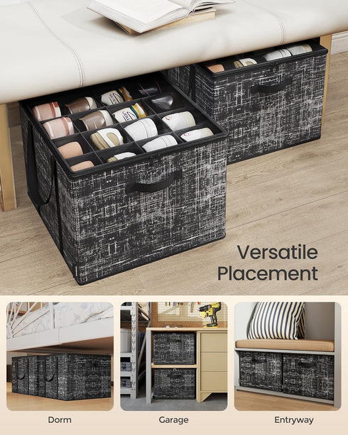 Closet, 16 16.5 16.5 12.5 Inches, ULSP601B01 SONGMICS Shoe Organizer for Shoe Storage Box with Clear Lid, Foldable