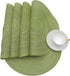 SHACOS Round Placemats Set of 4 Braided Cotton Place Mats 15 inch for Kitchen Dining Table Holiday Party (Pea Green)