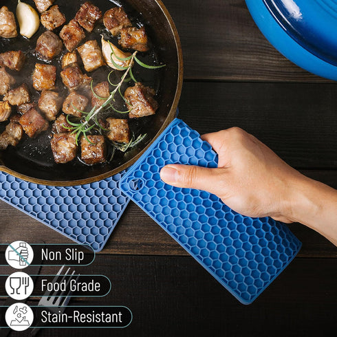 BTaT Silicone Trivet Mats, 2 Pack Green Silicone Hot Pads for Kitchen, Trivets for Hot Pots and Dishes