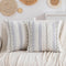 Grey Boho Striped Pillow Covers Set of 2-18x18 Inch Farmhouse Coastal Decorative