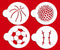 Designer Stencils Large Sports Ball Cookie Stencils, Basketball - Golf - Soccer - Baseball, Beige/semi-transparent