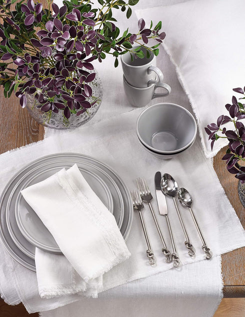 SARO LIFESTYLE Graciella Collection Stone Washed Linen Table Runner, 16" x 72", Midnight Blue