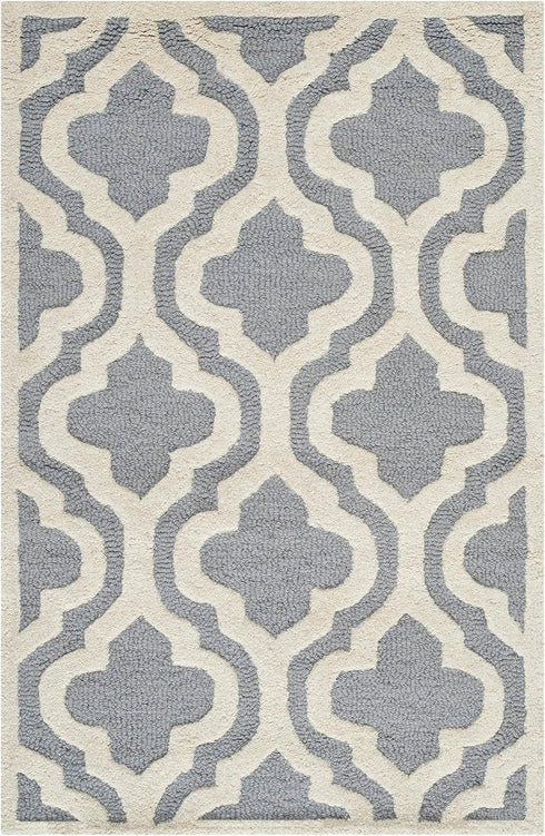 SAFAVIEH Cambridge Collection 2' x 3' Silver / Ivory CAM132D Handmade Moroccan