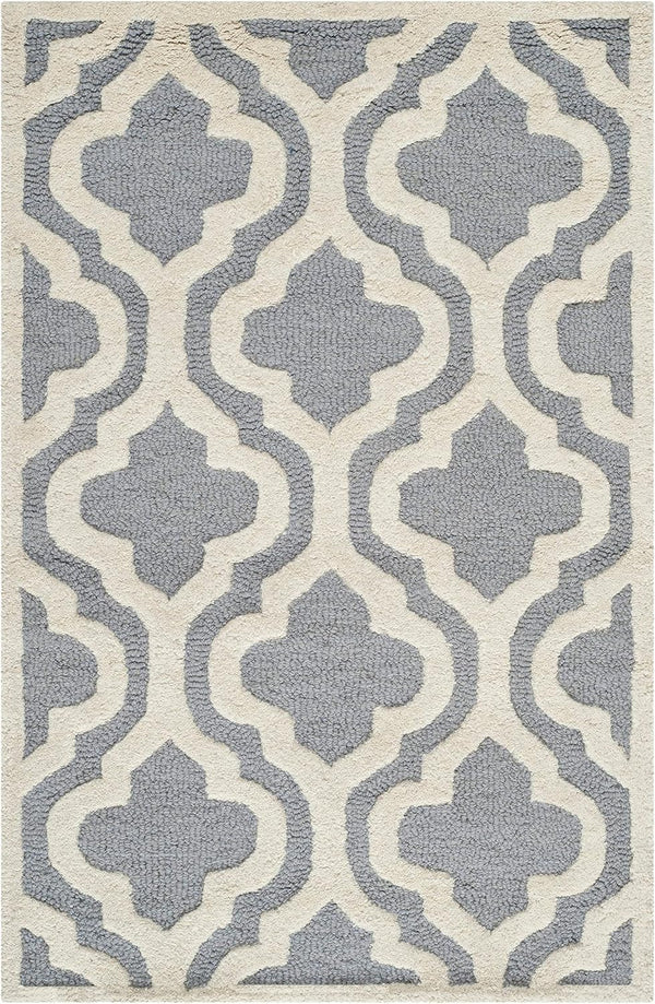 SAFAVIEH Cambridge Collection 2' x 3' Silver / Ivory CAM132D Handmade Moroccan