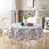 Newbridge Boho Chic Paisley Vinyl Tablecloth with Flannel Backing, 70 Inch Round, Blue Red Pink Floral Print