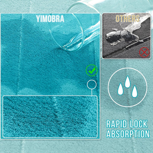 Yimobra Memory Foam Bath Mat, Super Soft Non Slip 24x17 Inch, Quick Dry, Machine Washable, Lake Blue