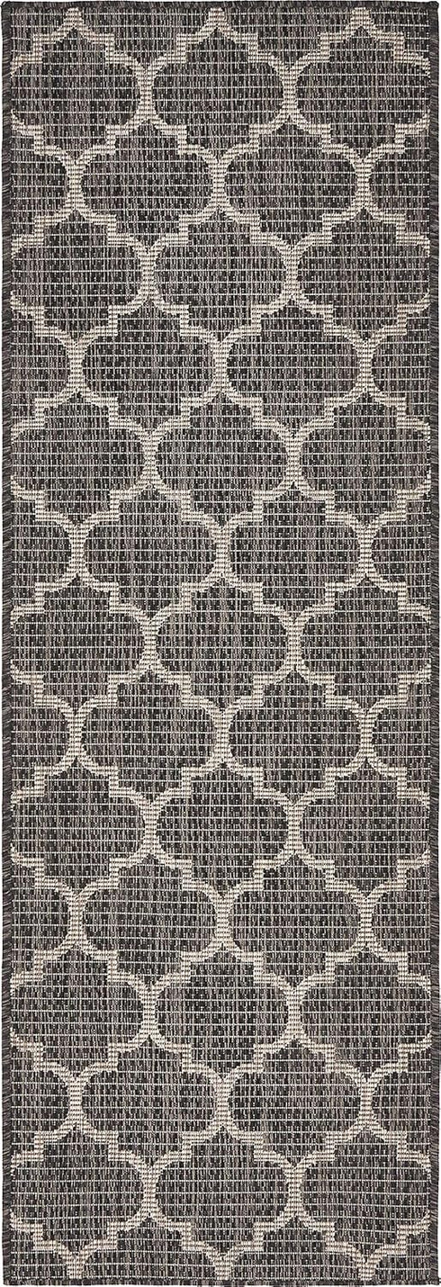 Unique Loom Outdoor Trellis Collection Area Rug (2' x 3' 1" Runner, Black/ Ivory) by Unique Loom