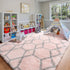 Moroccan Area Rug 4x6, Fluffy Pink and Grey Trellis Shaggy Rug for Girls Bedroom, Soft Plush Carpet for Living Room