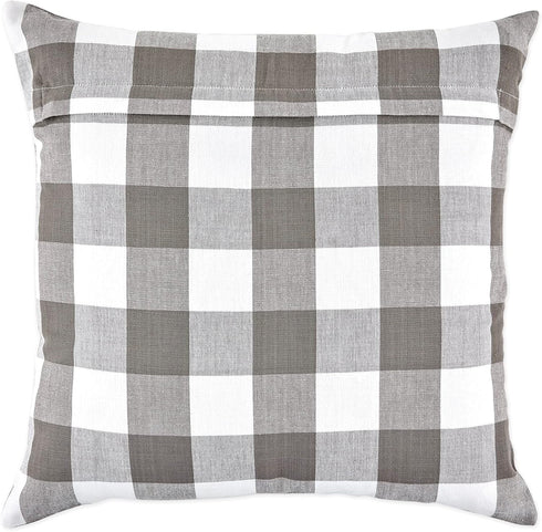 DII Decorative Square Throw Pillow Cover Collection, Cotton, Machine Washable, 18x18, Gray Gingham, 4 Piece