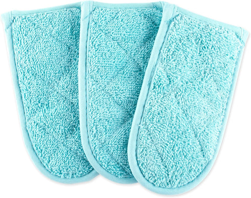 DII Basic Terry Collection Quilted 100% Cotton Pan Handle, Aqua, 3 Piece