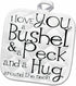 3D Rose I Love You A Bushel and A Peck Pot Holder, White and Black, 8 x 8
