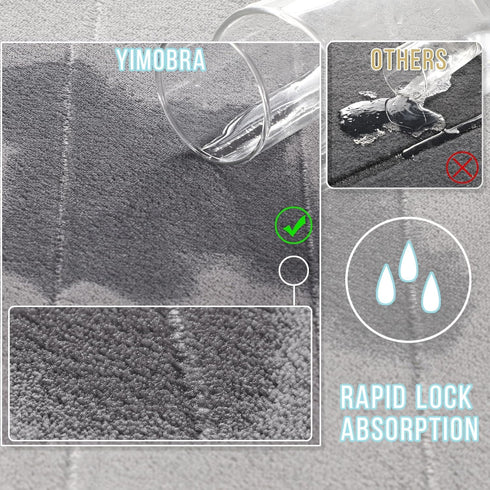 Yimobra Memory Foam Bath Mat, Super Soft Absorbent Non Slip Bathroom Rug 24x17 Inch, Gray