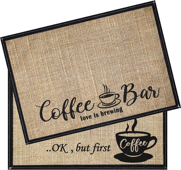 Cunhill 2 Pieces Coffee Bar Mat,Coffee Bar Accessories 20 x 14 Inch