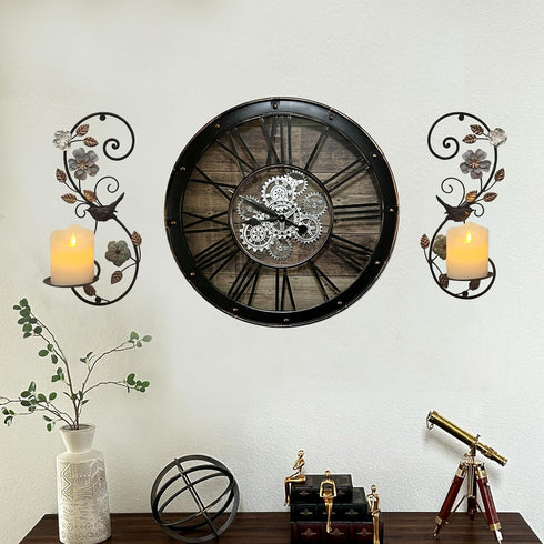 Birminwind Set 2 Farmhouse Wall Candle Sconces of - Distressed Candle Holder Wall Mounted for Pillar - Vintage Metal